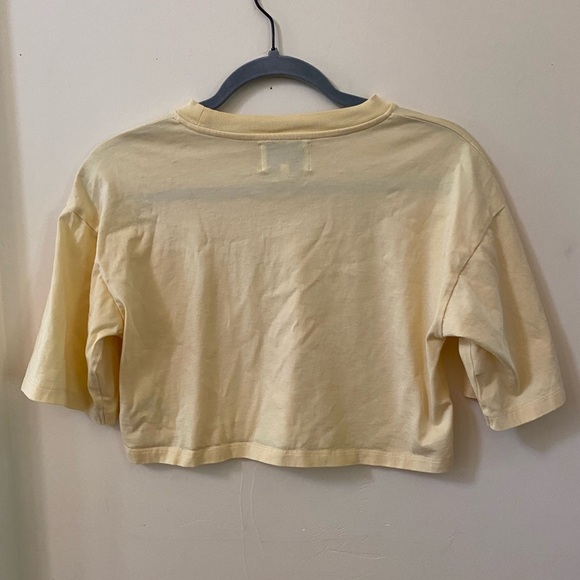 LOULOU STUDIO GUPO CROPPED PIMA COTTON T SHIRT BUTTER YELLOW PASTEL - Picture 5 of 9